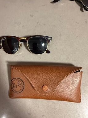 Ray-Ban Clubmaster Sunglasses in Brown and Gold with Dark Lenses